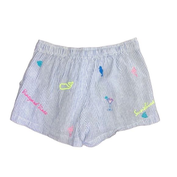 Vineyard Vines Size XS Embroidered Blue and White Striped Pajama Shorts - Picture 2 of 4